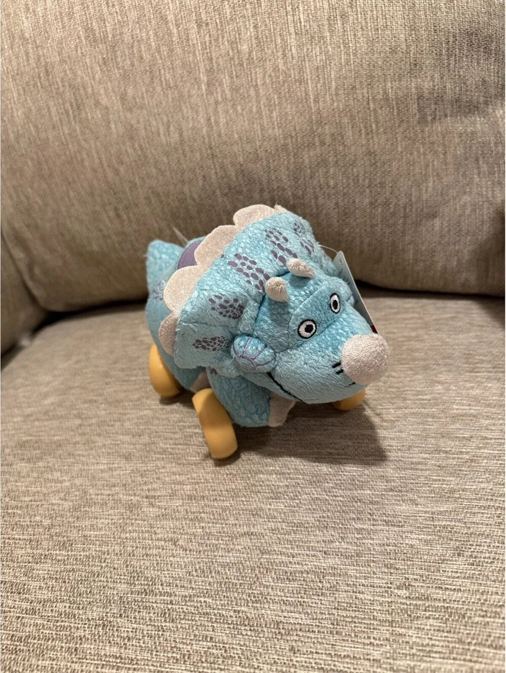 Disney Pixar Toy Story Trixie Triceratops Plush Pull Toy Wheels RARE NWT
